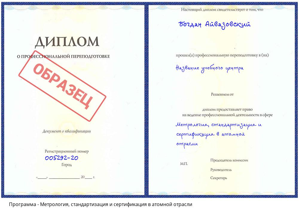 Метрология, стандартизация и сертификация в атомной отрасли Кызыл