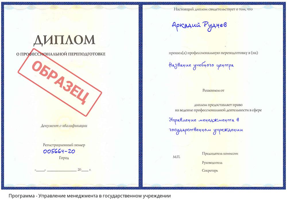 Управление менеджмента в государственном учреждении Кызыл