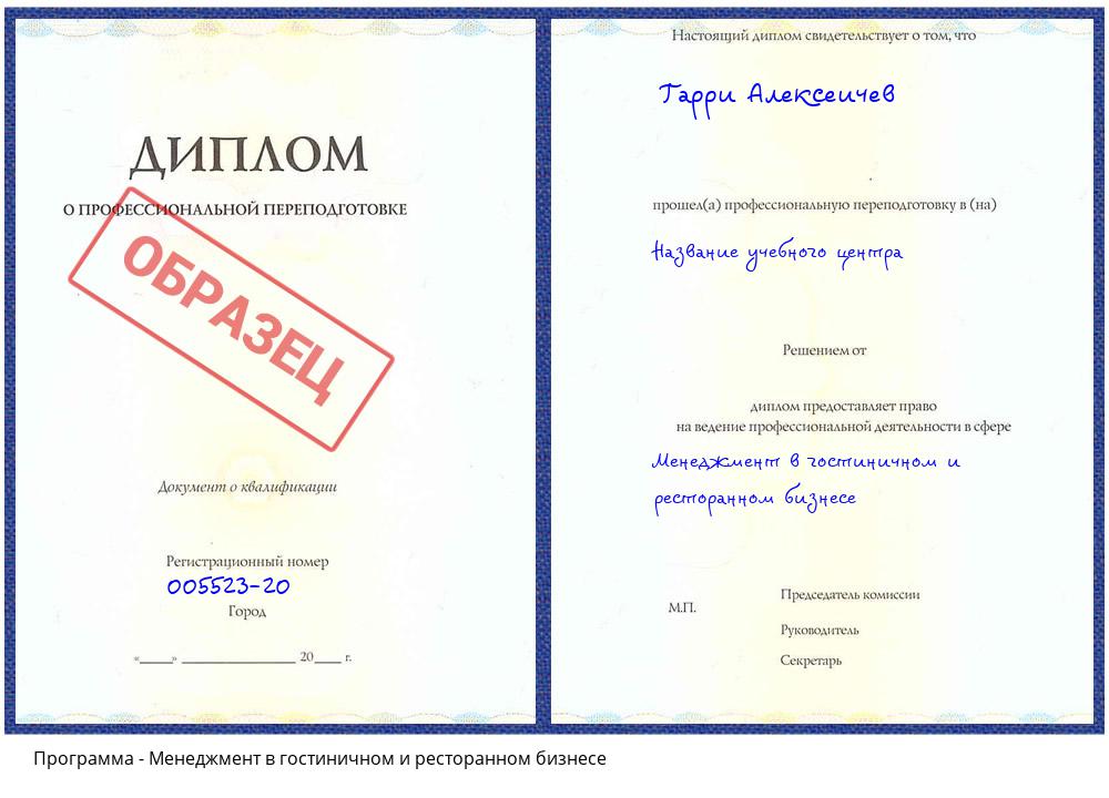 Менеджмент в гостиничном и ресторанном бизнесе Кызыл