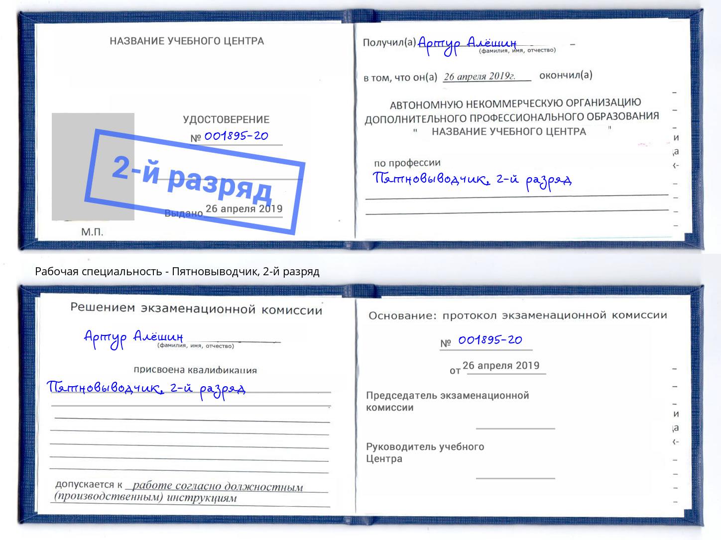 корочка 2-й разряд Пятновыводчик Кызыл