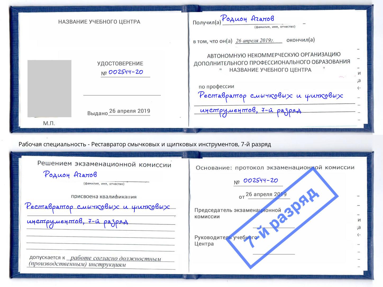 корочка 7-й разряд Реставратор смычковых и щипковых инструментов Кызыл