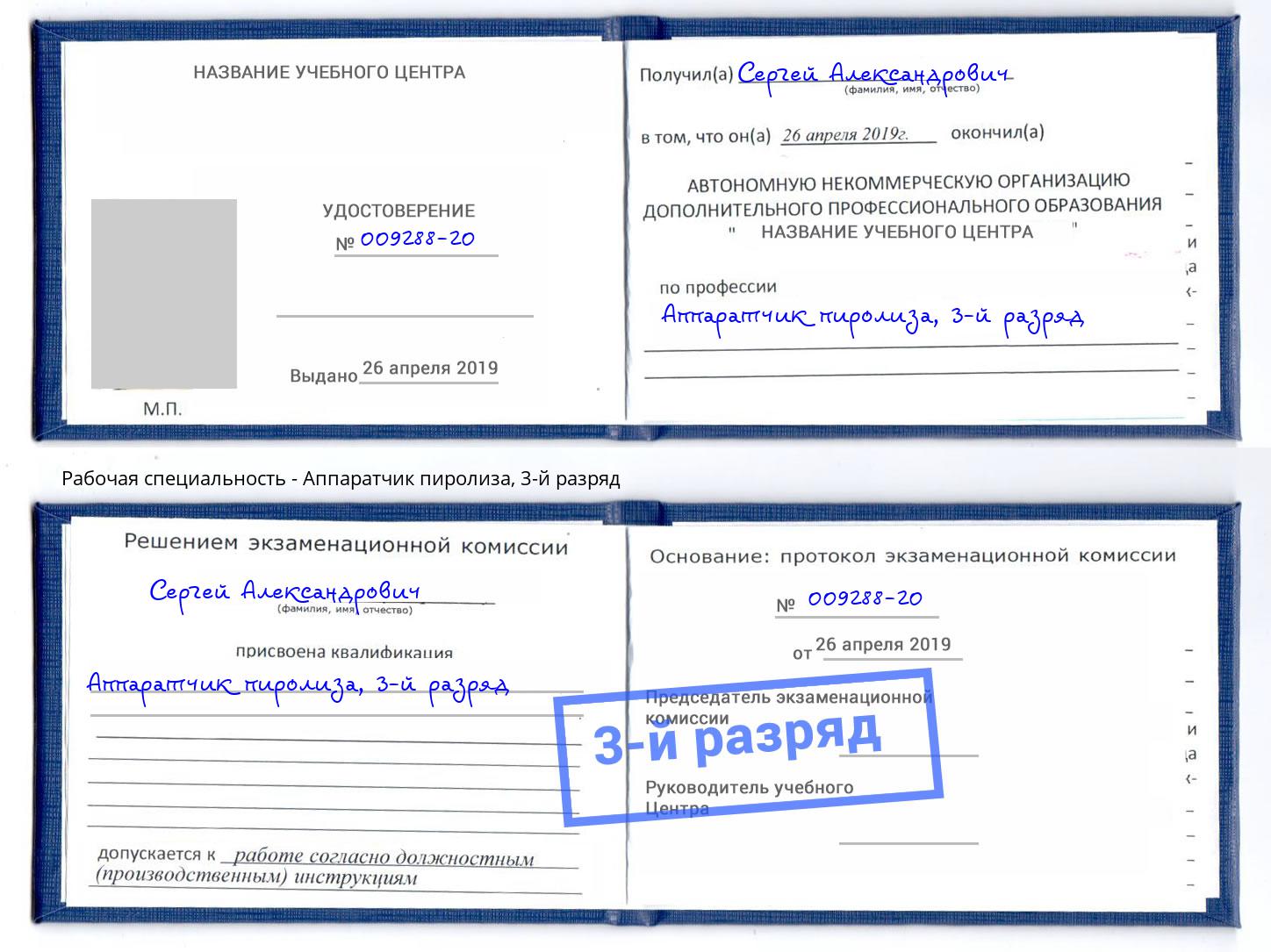 корочка 3-й разряд Аппаратчик пиролиза Кызыл
