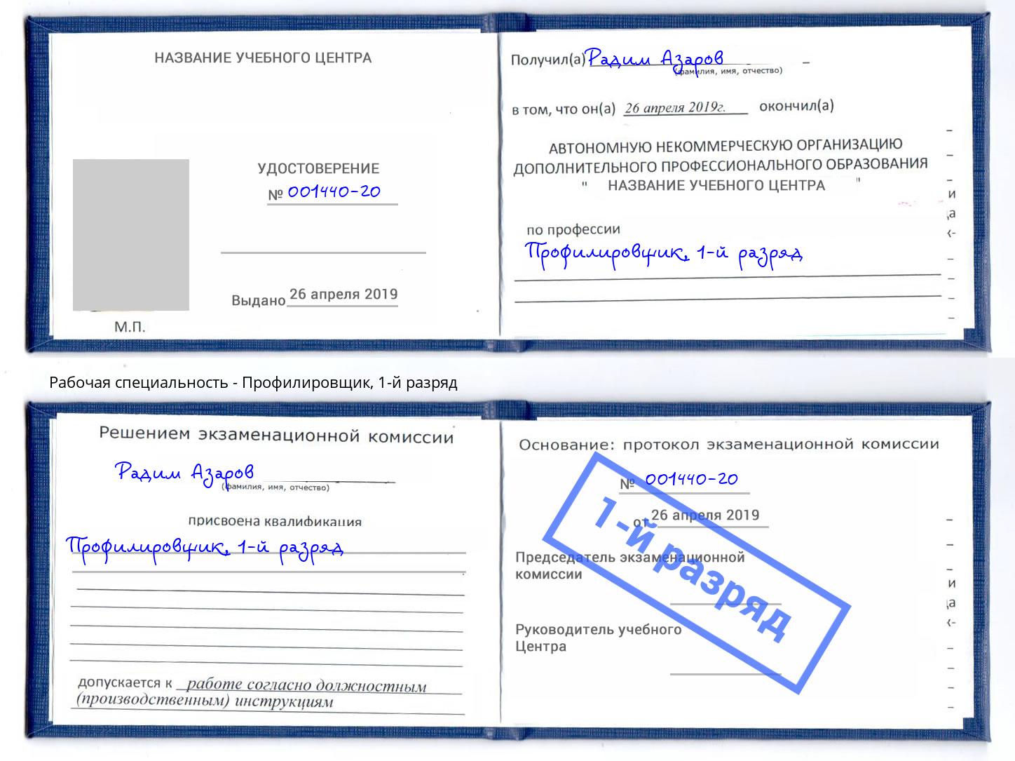 корочка 1-й разряд Профилировщик Кызыл